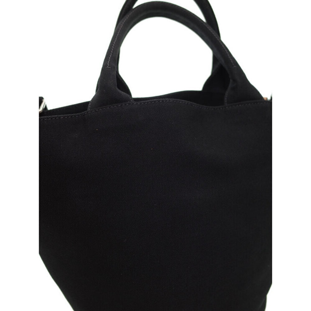 Prada canvas Logo 2way Shopping Convertible Black Tote Canapa - Picture 7 of 9